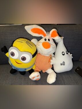 Orange and White Striped Bunny, Minion, Ghost Plush Toys